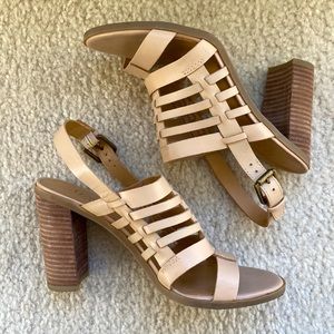 Tan block heel sandals